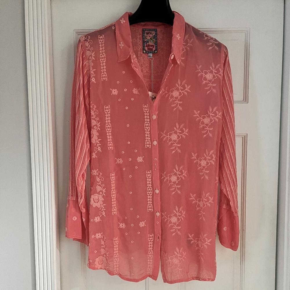 Johnny Was Peach Colored Blouse